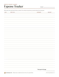 Page 2, the expense tracker