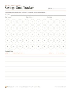 Page 4, the savings goal tracker